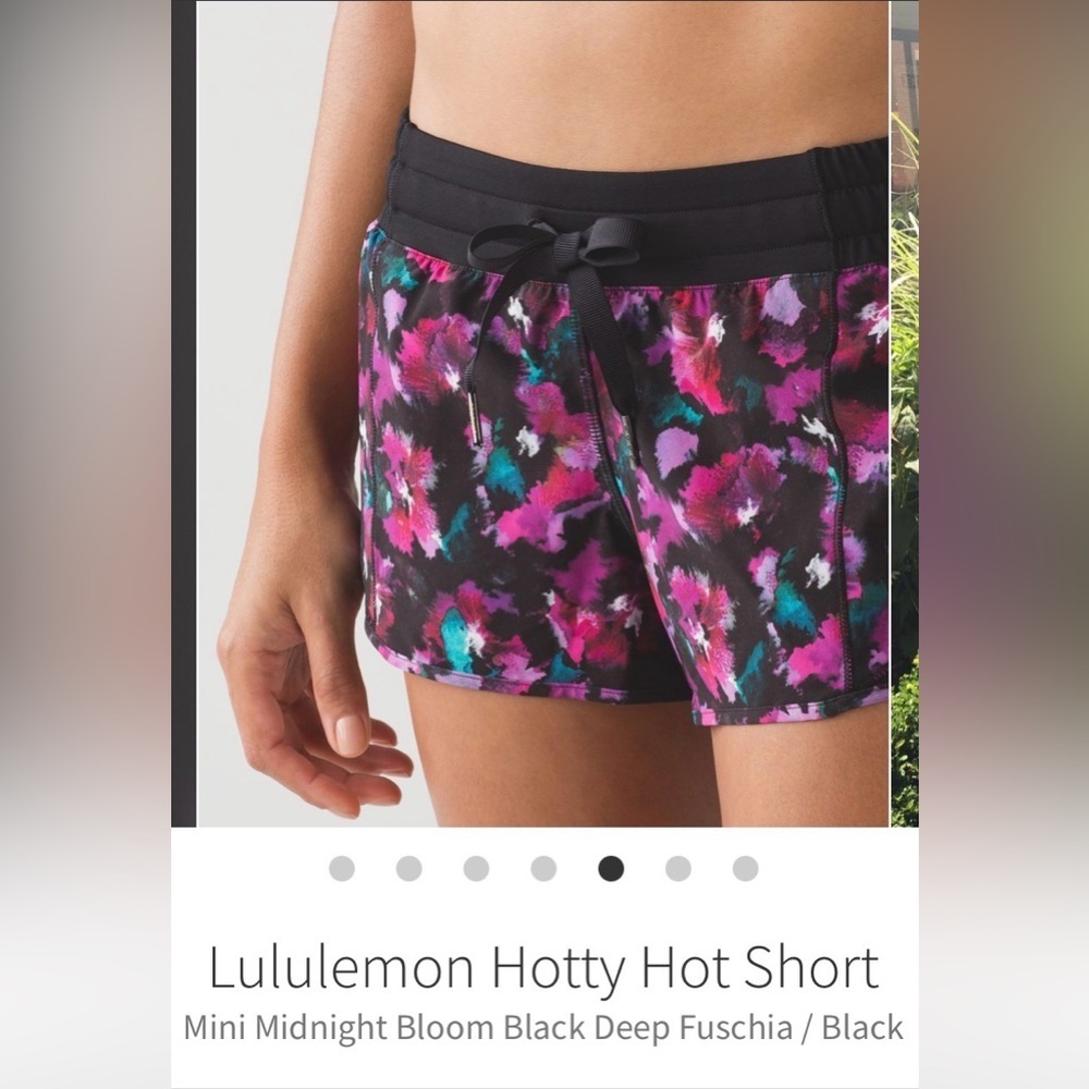lululemon athletica Black Shorts with Pink & Purple Floral Print